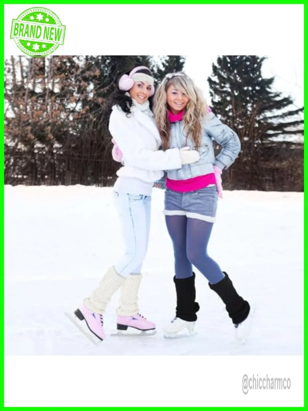 Ice Skating Leg Warmers Set - Fleece Lined, Zipper, Gloves, Headband